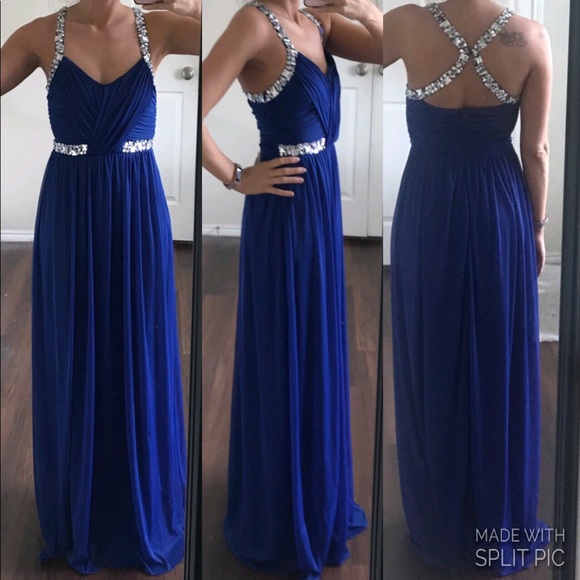 City Triangles Dresses & Skirts - SOLD Blue formal dress gown with silver jewels